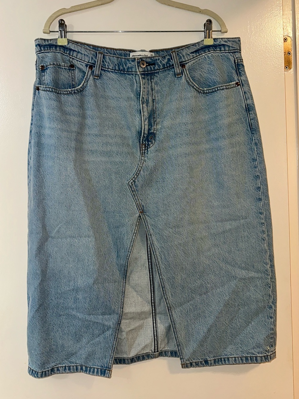 Abercrombie & Fitch Light Blue High-Rise Jeans Skirt
